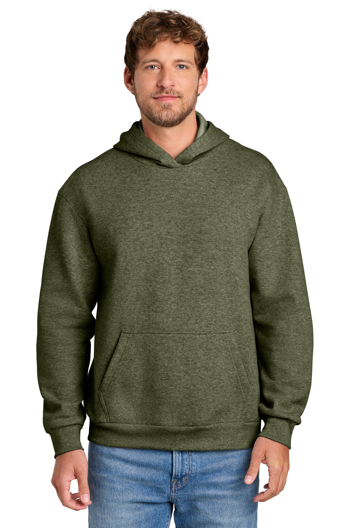 Custom Olive Drab Green Heather Easy Fleece Hoodie PC68H, personalized by SanCanDo Swag in Argyle, TX
