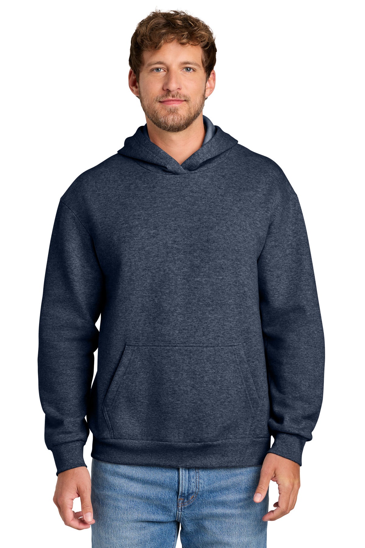 Custom Heather Navy Easy Fleece Hoodie PC68H, personalized by SanCanDo Swag in Argyle, TX