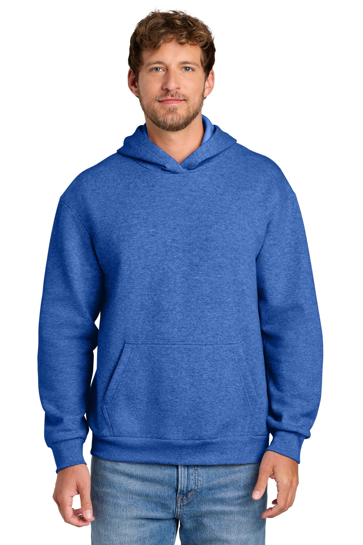 Custom Heather Royal Easy Fleece Hoodie PC68H, personalized by SanCanDo Swag in Argyle, TX