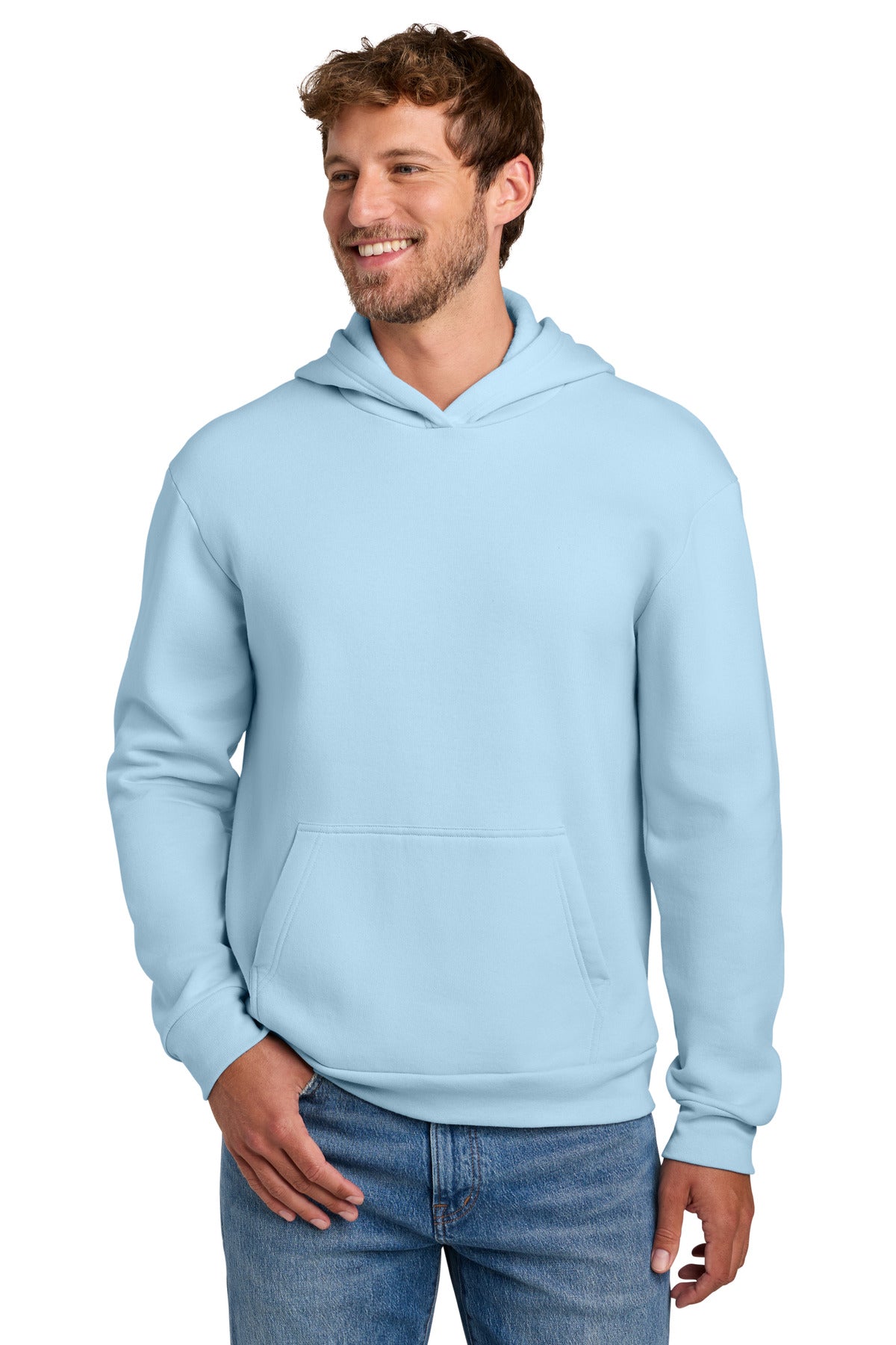 Custom Ice Blue Easy Fleece Hoodie PC68H, personalized by SanCanDo Swag in Argyle, TX