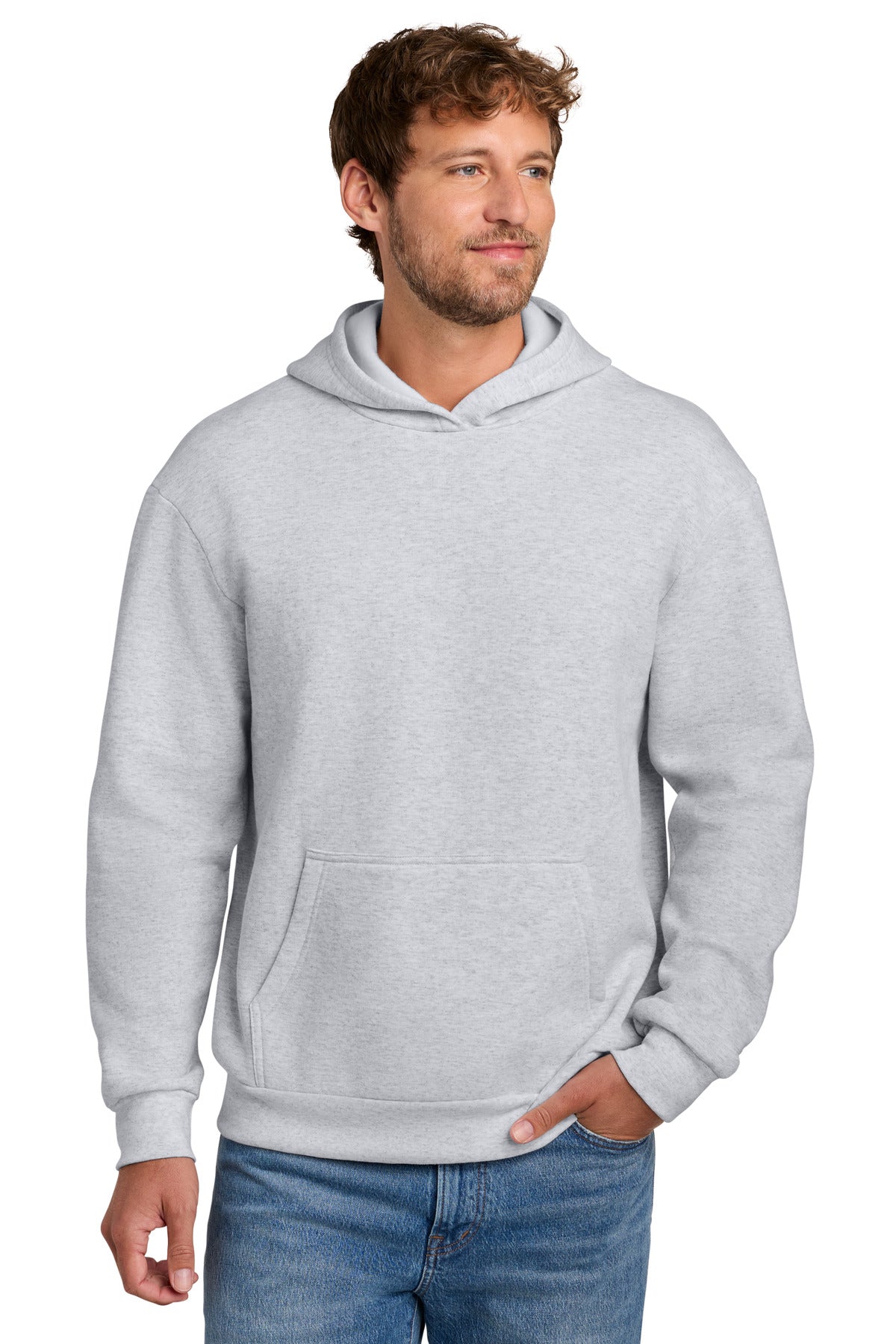 Custom Ash Easy Fleece Hoodie PC68H, personalized by SanCanDo Swag in Argyle, TX