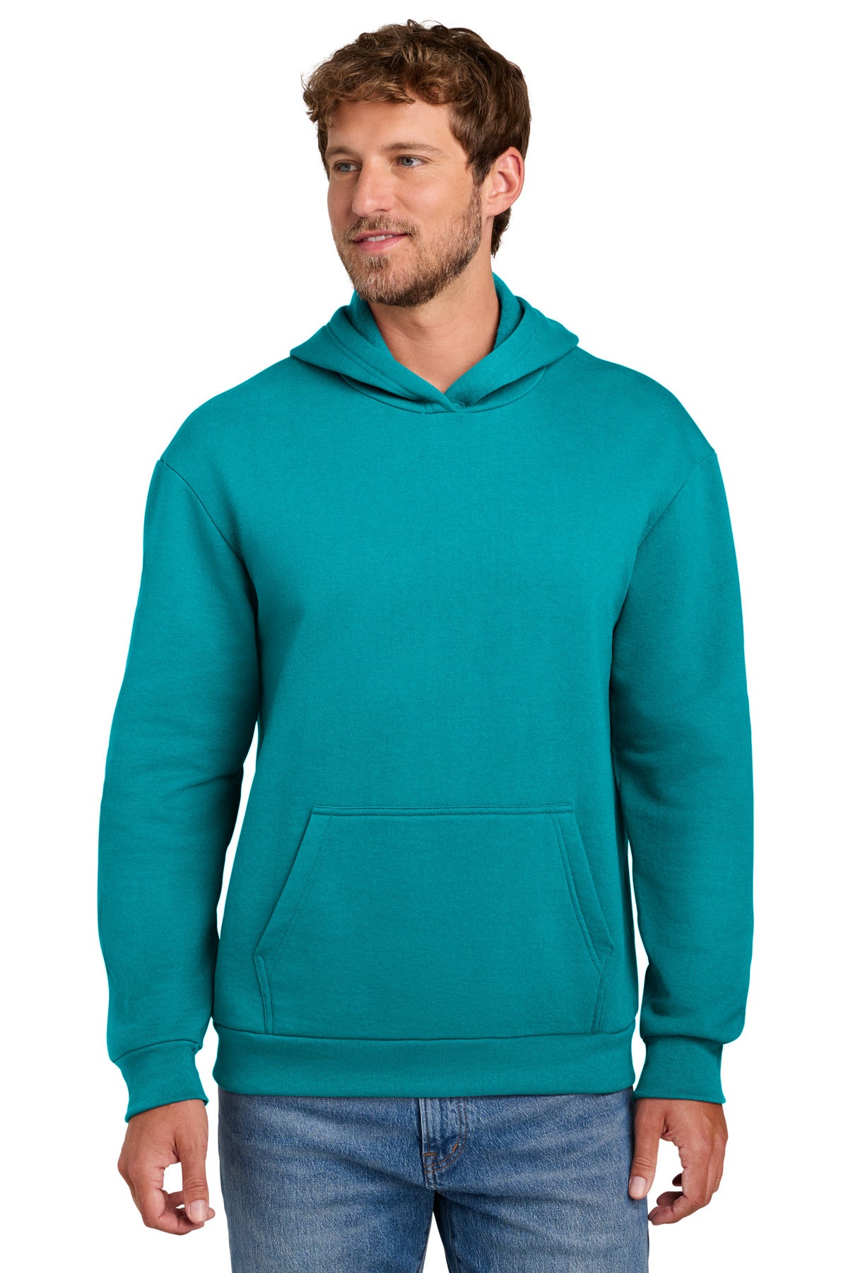 Custom Bright Aqua Easy Fleece Hoodie PC68H, personalized by SanCanDo Swag in Argyle, TX