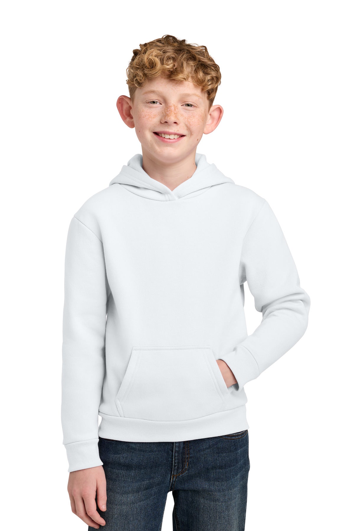 Custom White Youth Easy Fleece Hoodie PC68YH, personalized by SanCanDo Swag in Argyle, TX