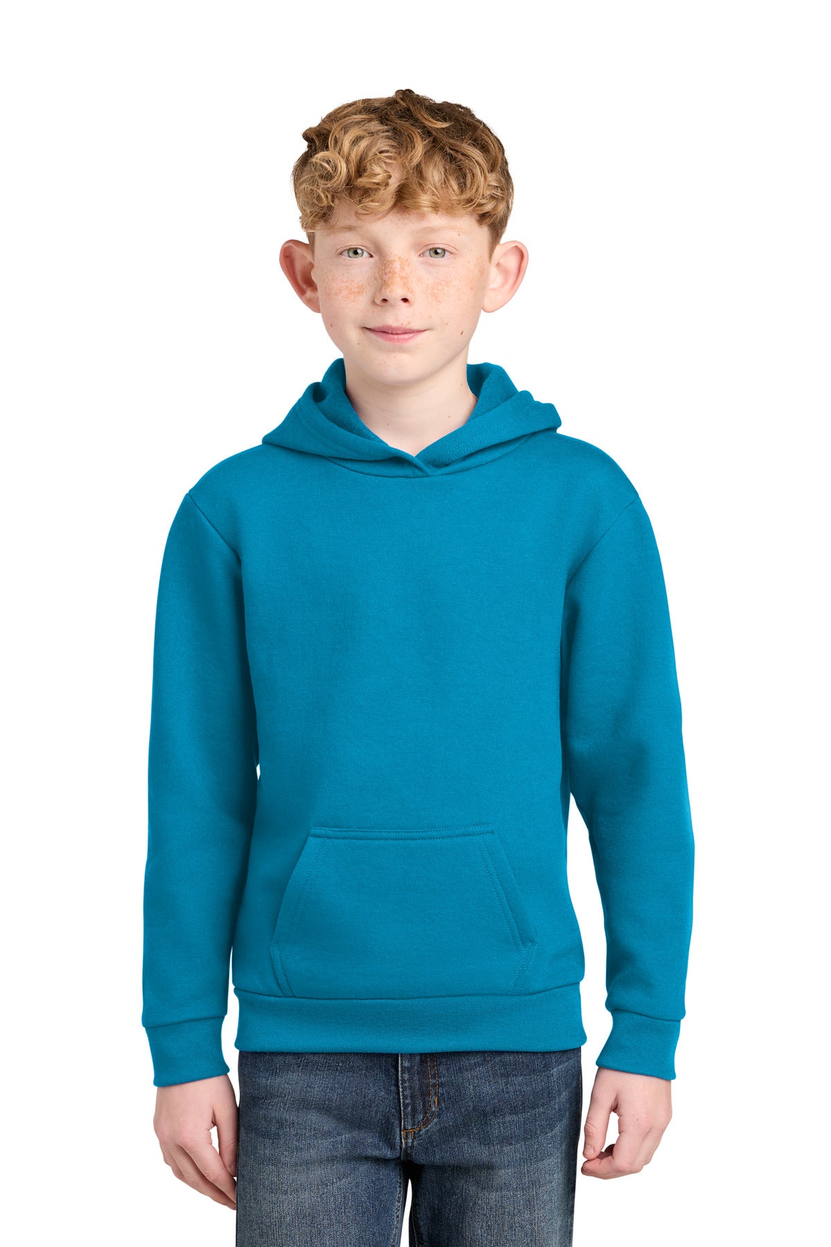 Custom Sapphire Youth Easy Fleece Hoodie PC68YH, personalized by SanCanDo Swag in Argyle, TX