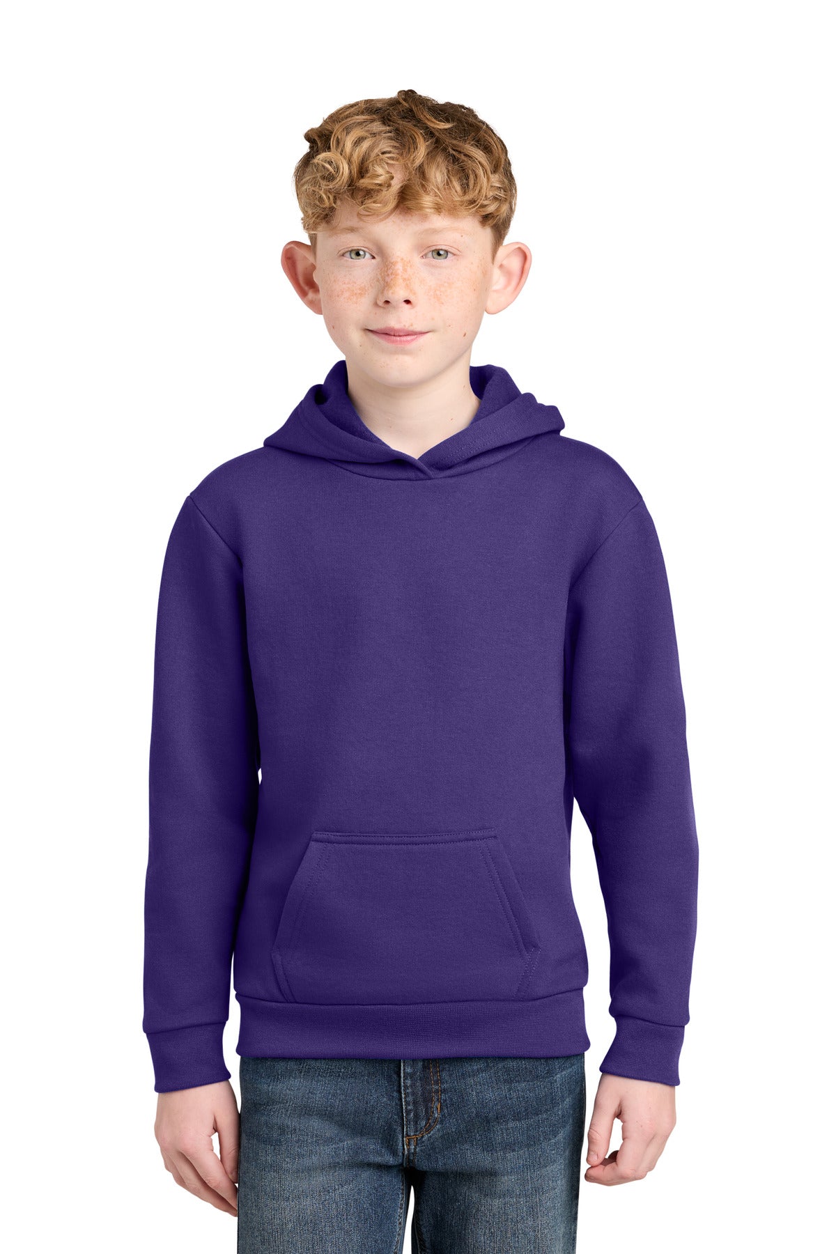 Custom Team Purple Youth Easy Fleece Hoodie PC68YH, personalized by SanCanDo Swag in Argyle, TX
