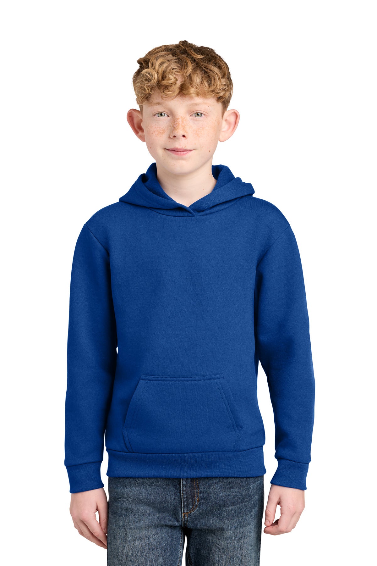 Custom True Royal Youth Easy Fleece Hoodie PC68YH, personalized by SanCanDo Swag in Argyle, TX