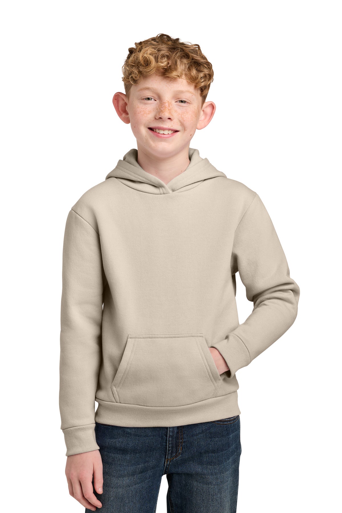Custom Light Sand Youth Easy Fleece Hoodie PC68YH, personalized by SanCanDo Swag in Argyle, TX