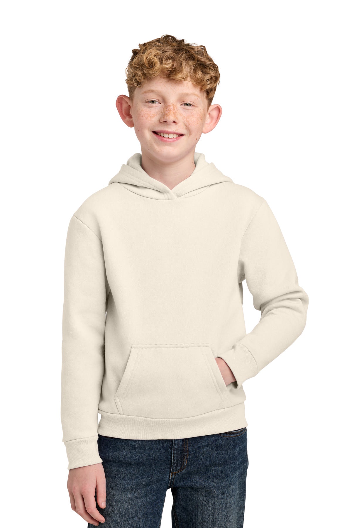 Custom Natural Youth Easy Fleece Hoodie PC68YH, personalized by SanCanDo Swag in Argyle, TX