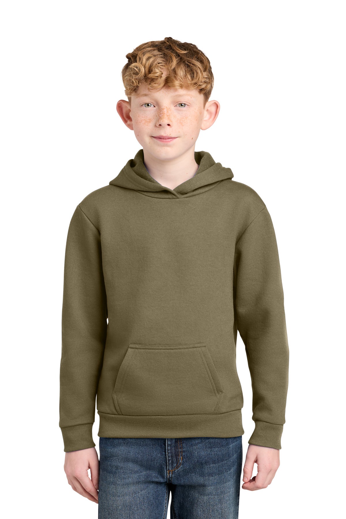 Custom Coyote Brown Youth Easy Fleece Hoodie PC68YH, personalized by SanCanDo Swag in Argyle, TX