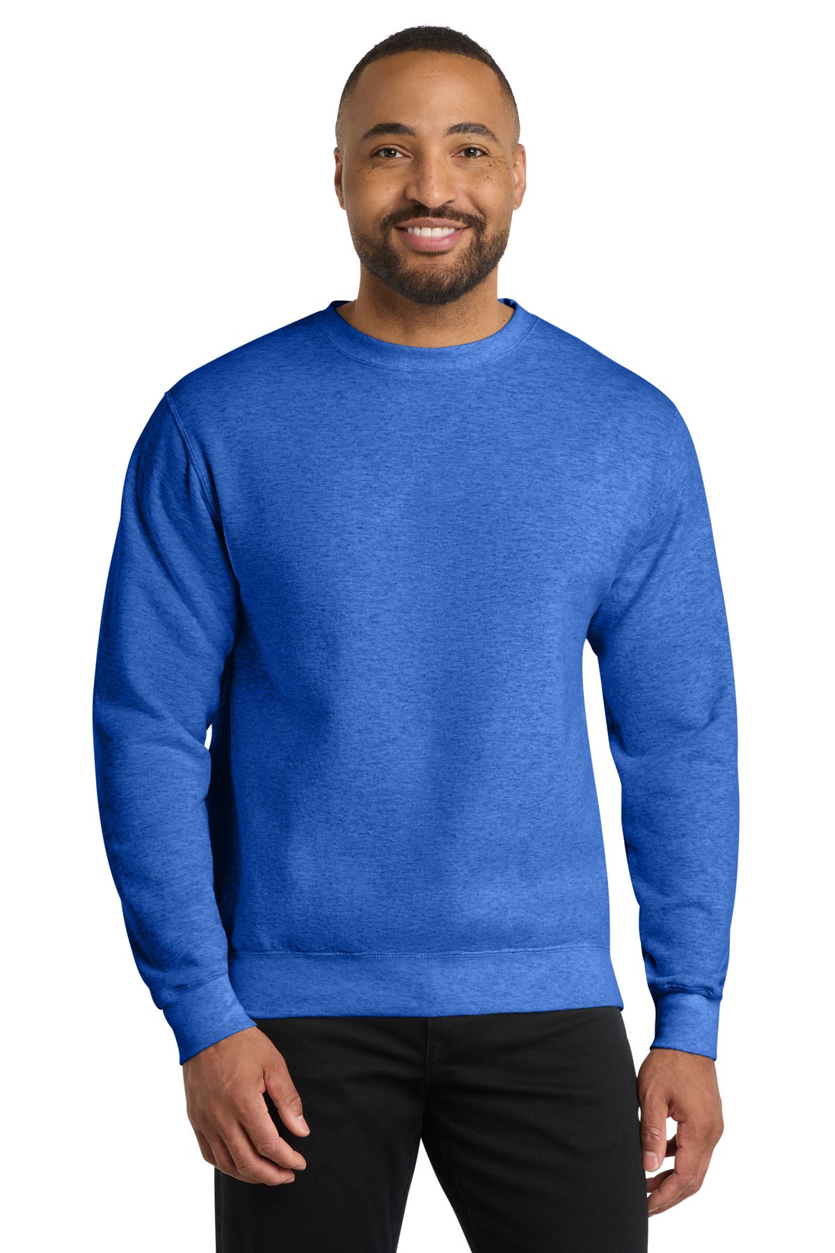 Custom Heather Royal Core Fleece Crewneck PC78, personalized by SanCanDo Swag in Argyle, TX