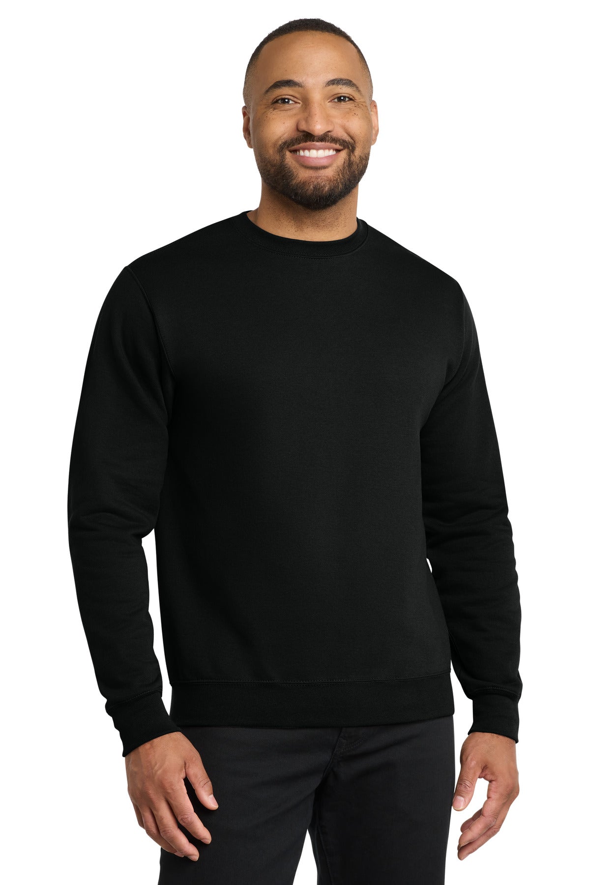 Custom Jet Black Core Fleece Crewneck PC78, personalized by SanCanDo Swag in Argyle, TX