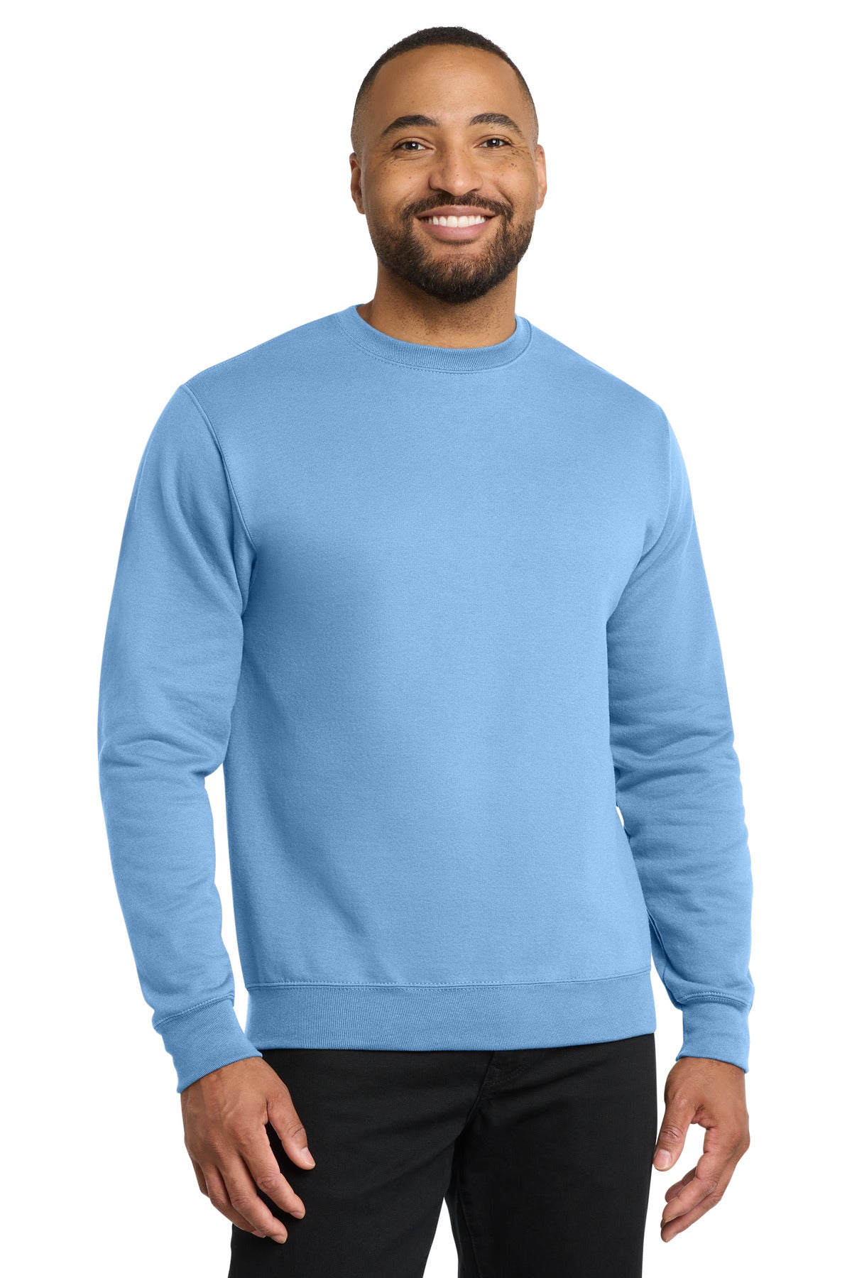 Custom Light Blue Core Fleece Crewneck PC78, personalized by SanCanDo Swag in Argyle, TX