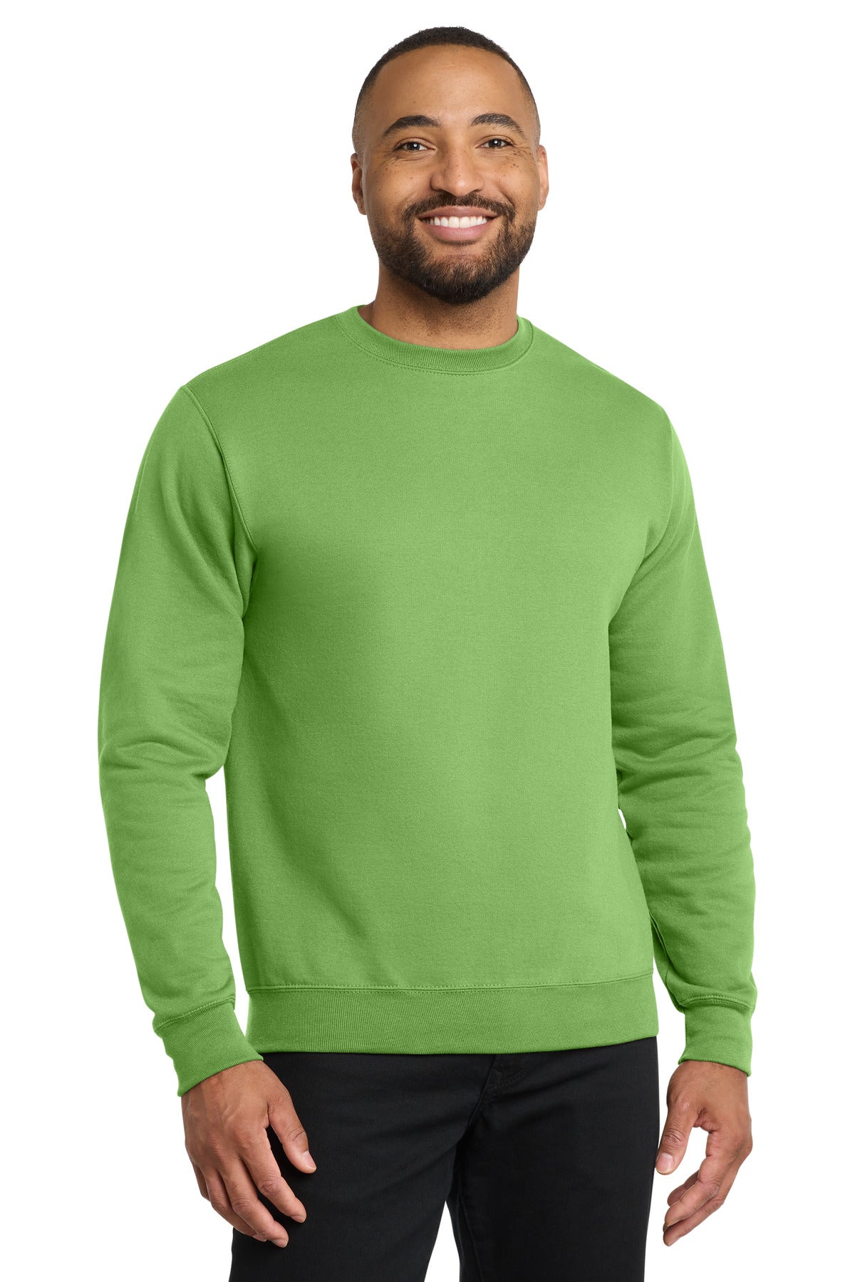 Custom Lime Core Fleece Crewneck PC78, personalized by SanCanDo Swag in Argyle, TX