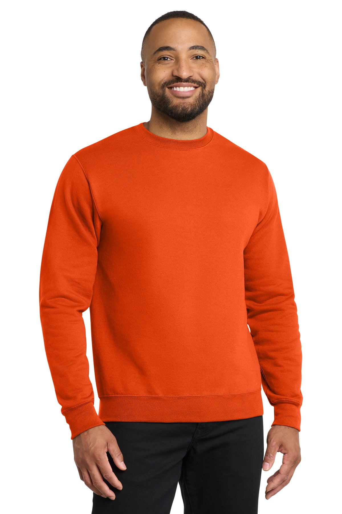 Custom Orange Core Fleece Crewneck PC78, personalized by SanCanDo Swag in Argyle, TX