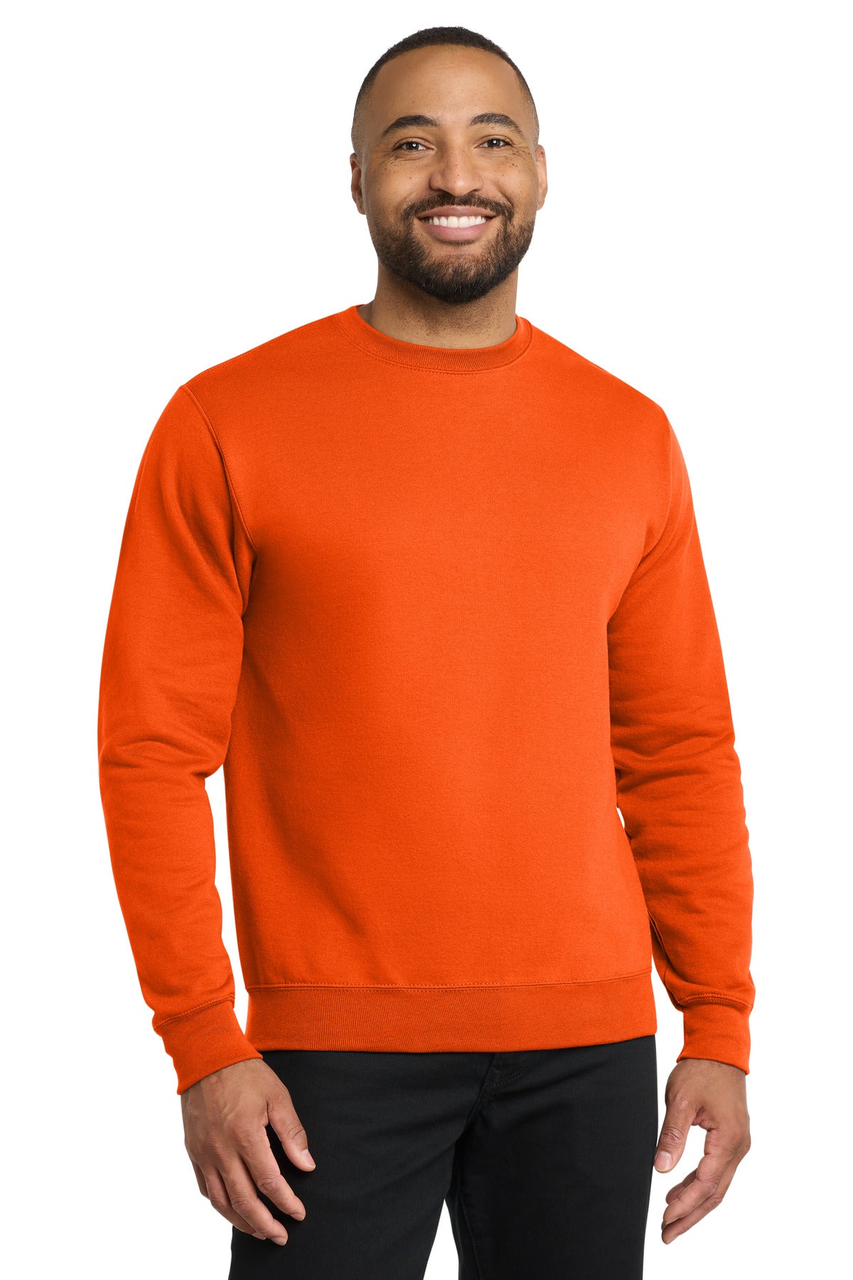 Custom S. Orange Core Fleece Crewneck PC78, personalized by SanCanDo Swag in Argyle, TX