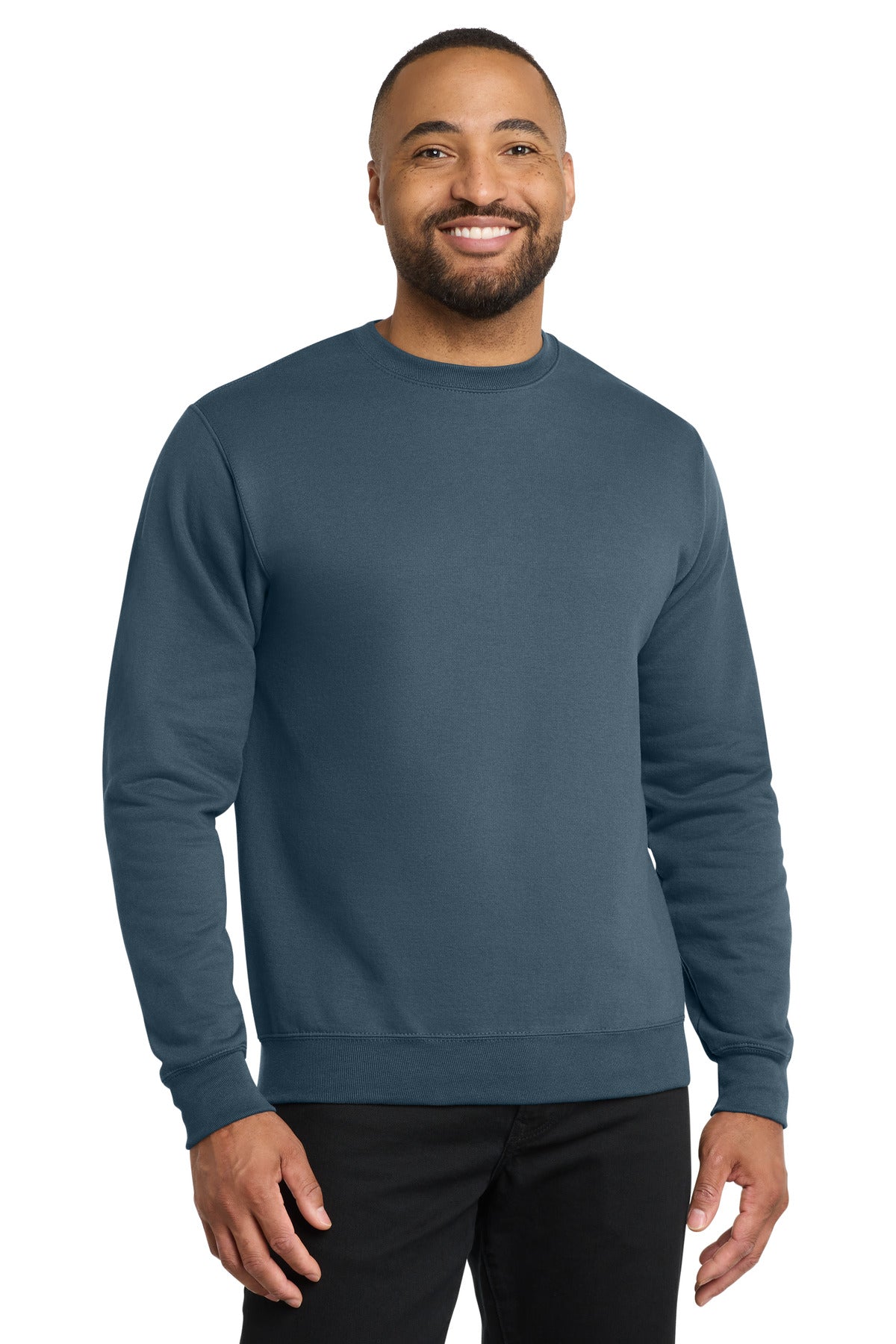 Custom Steel Blue Core Fleece Crewneck PC78, personalized by SanCanDo Swag in Argyle, TX