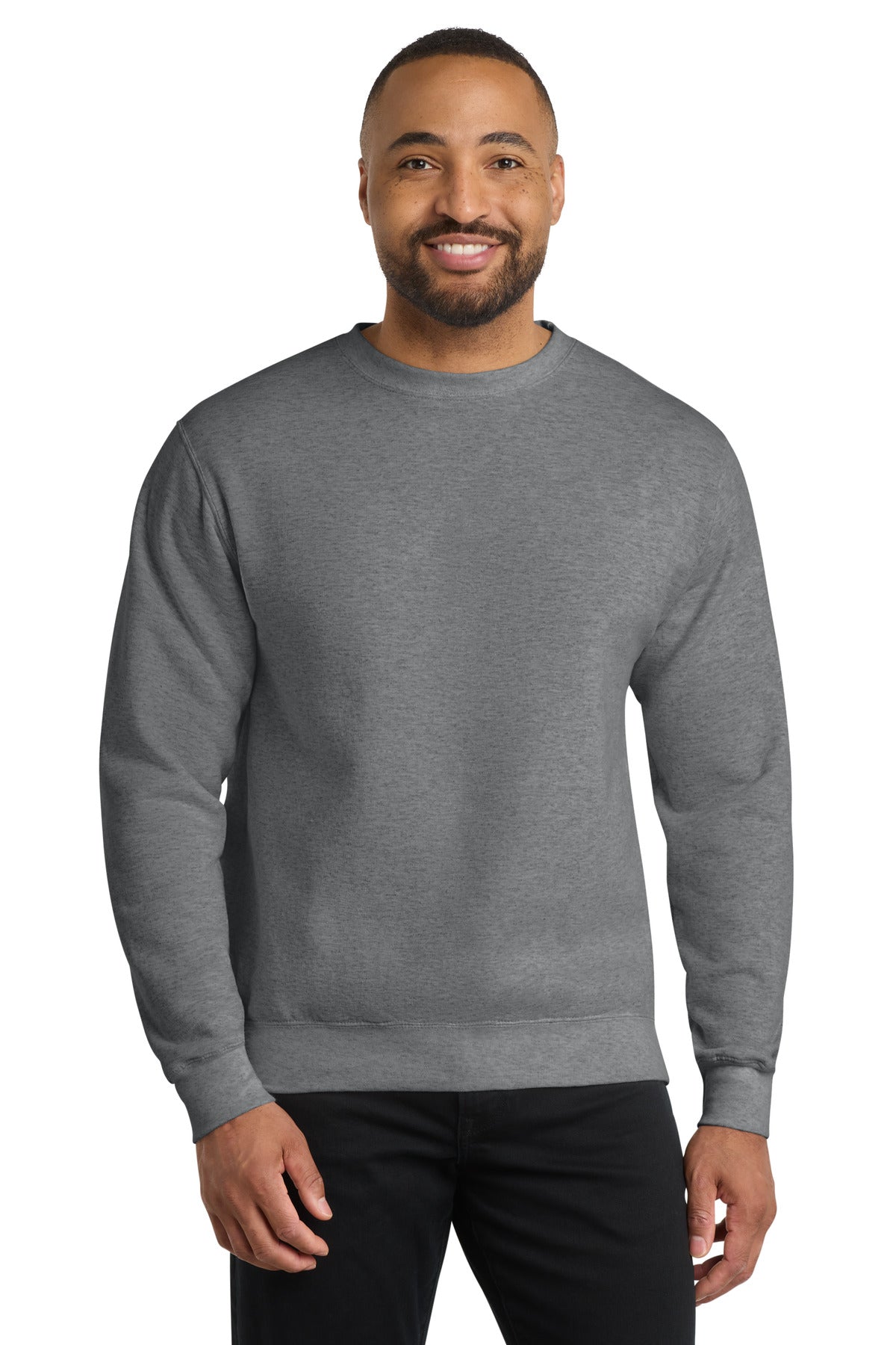 Custom Graphite Heather Core Fleece Crewneck PC78, personalized by SanCanDo Swag in Argyle, TX