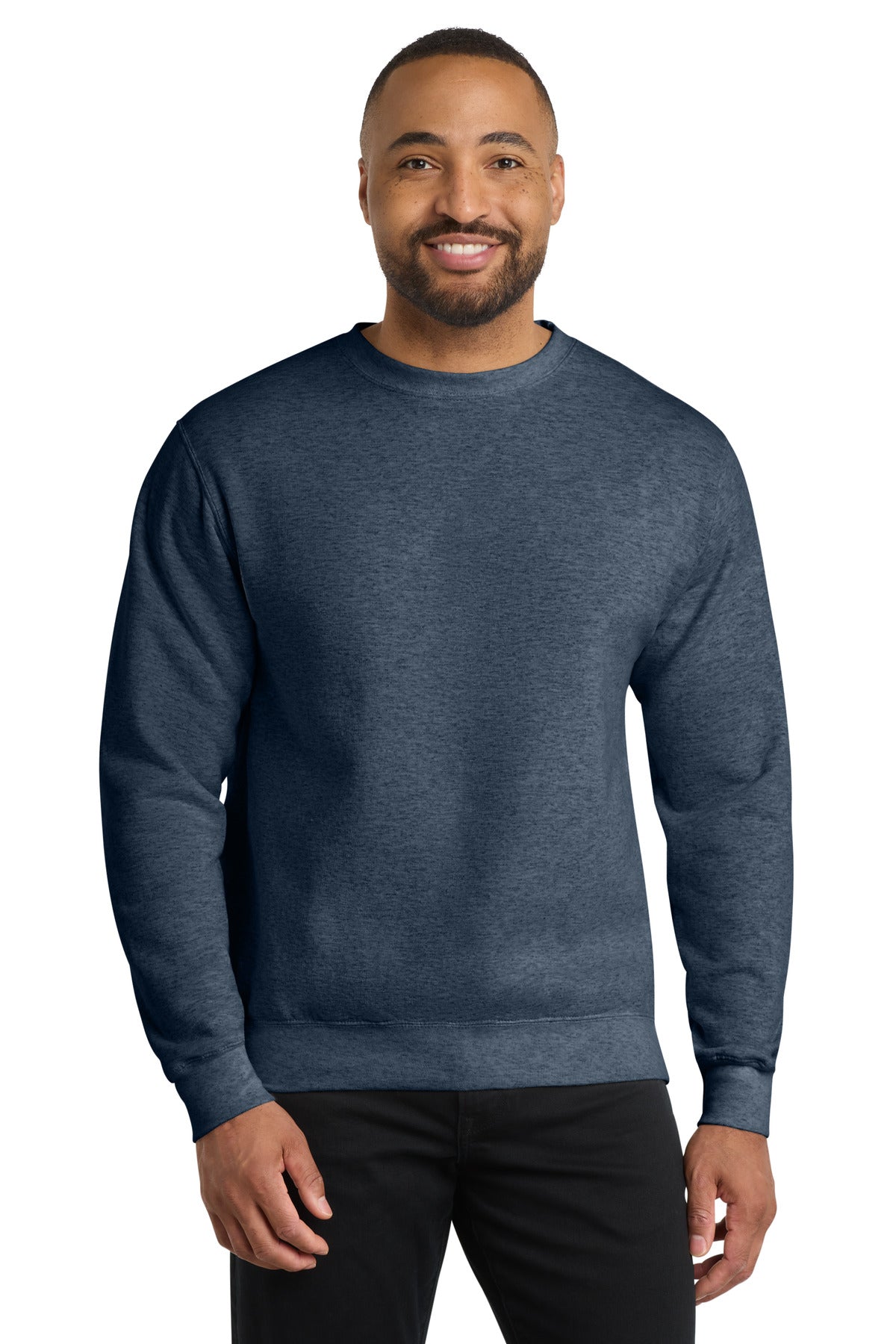 Custom Heather Navy Core Fleece Crewneck PC78, personalized by SanCanDo Swag in Argyle, TX