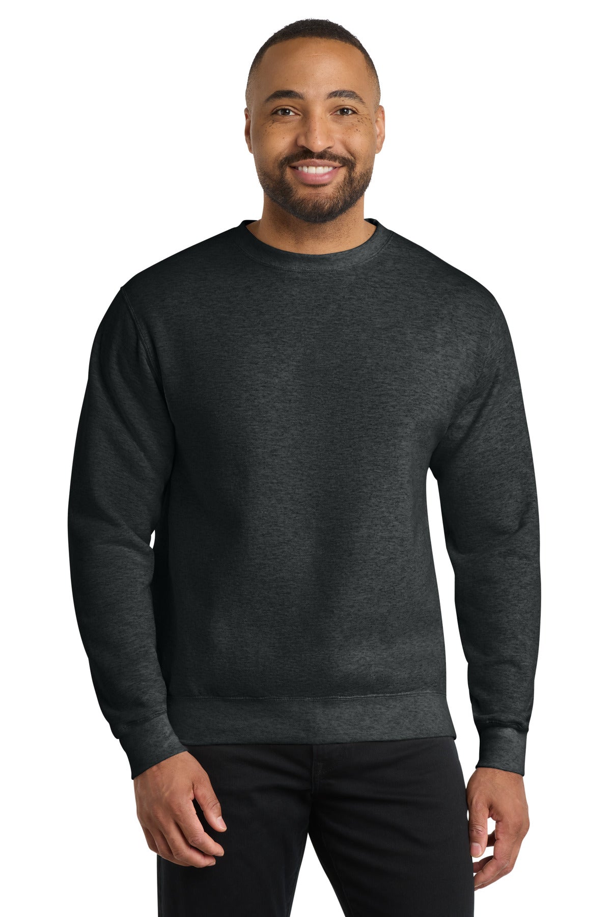 Custom Black Heather Core Fleece Crewneck PC78, personalized by SanCanDo Swag in Argyle, TX
