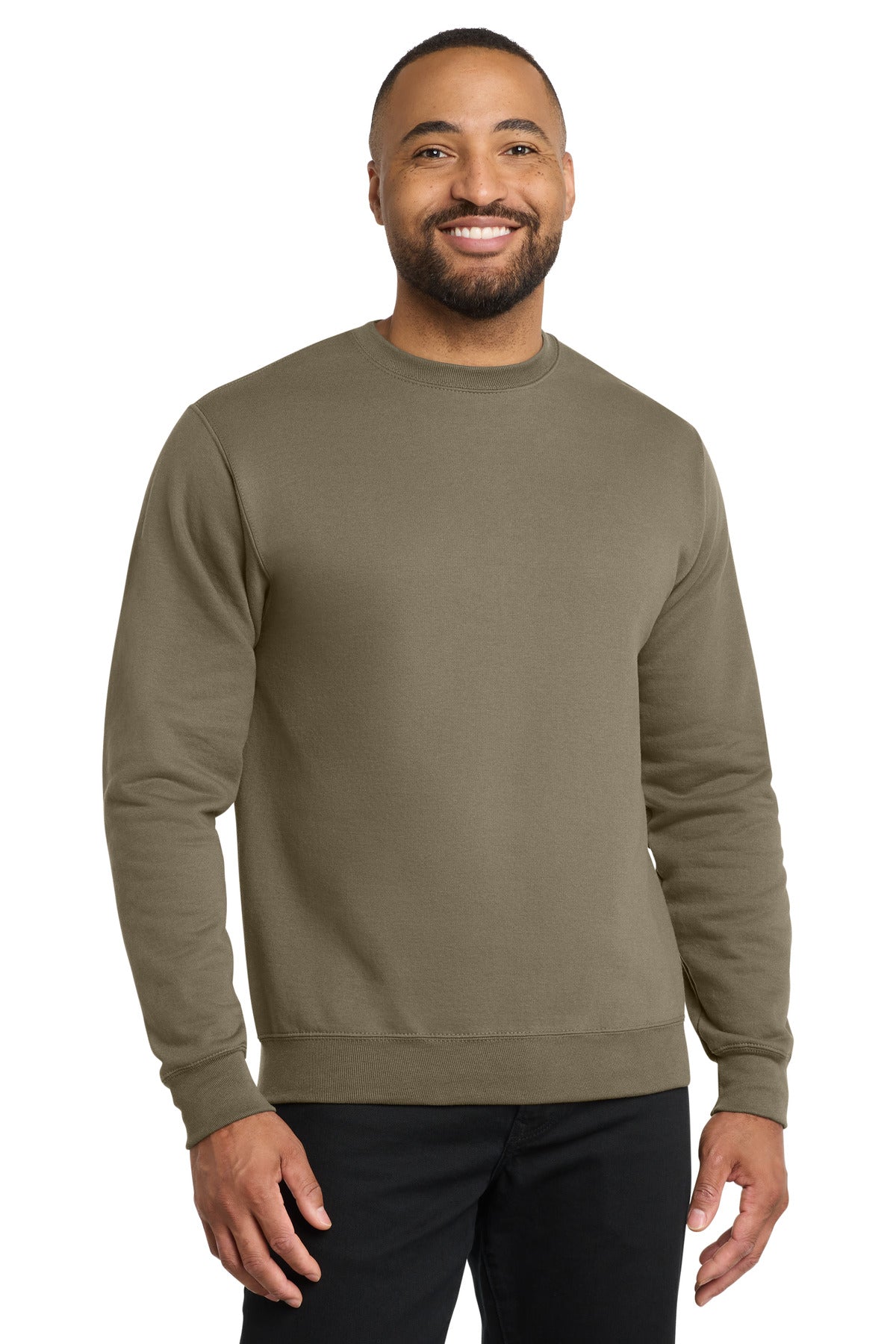 Custom Coyote Brown Core Fleece Crewneck PC78, personalized by SanCanDo Swag in Argyle, TX