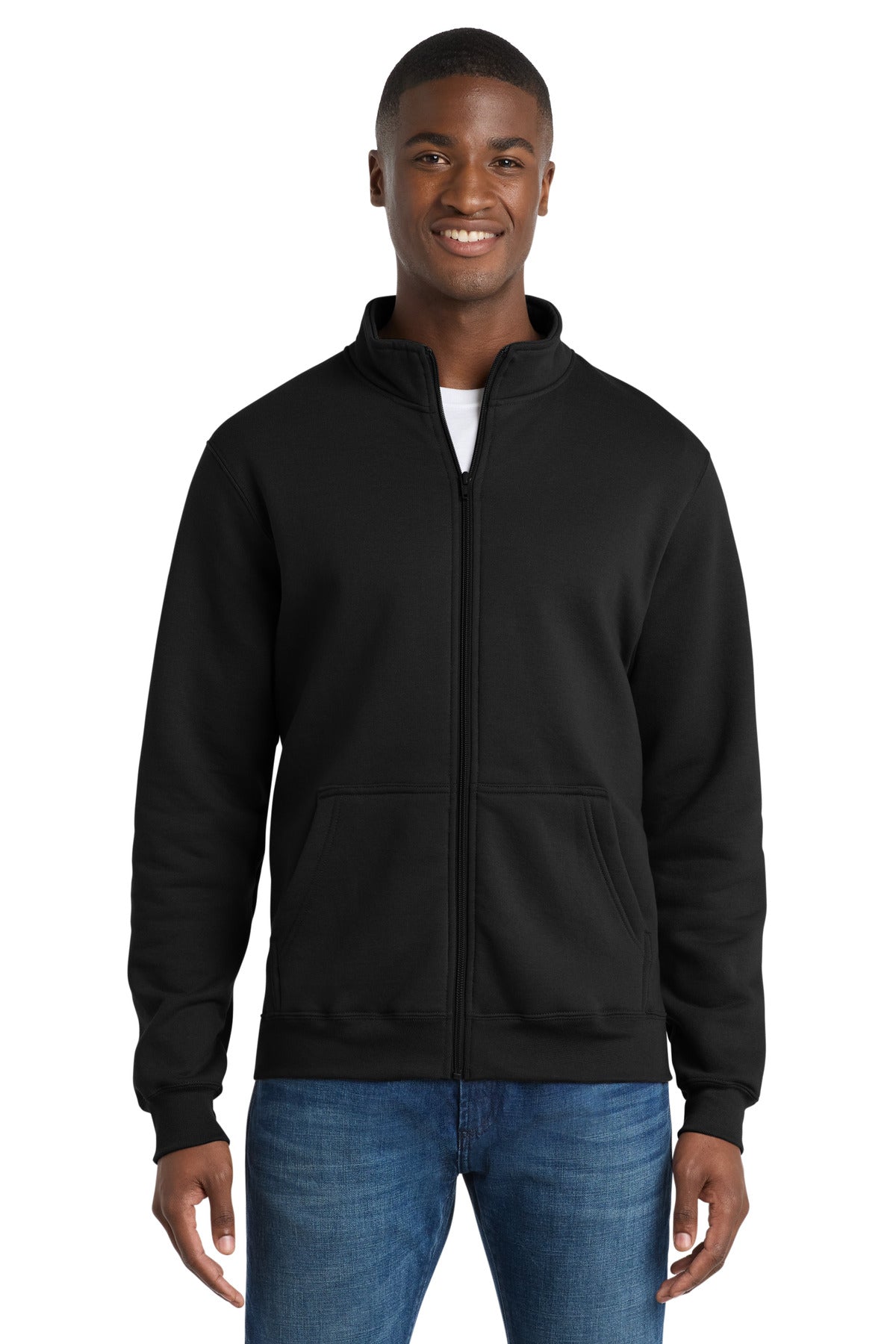 Custom Jet Black Core Fleece Cadet Full-Zip Sweatshirt PC78FZ, personalized by SanCanDo Swag in Argyle, TX