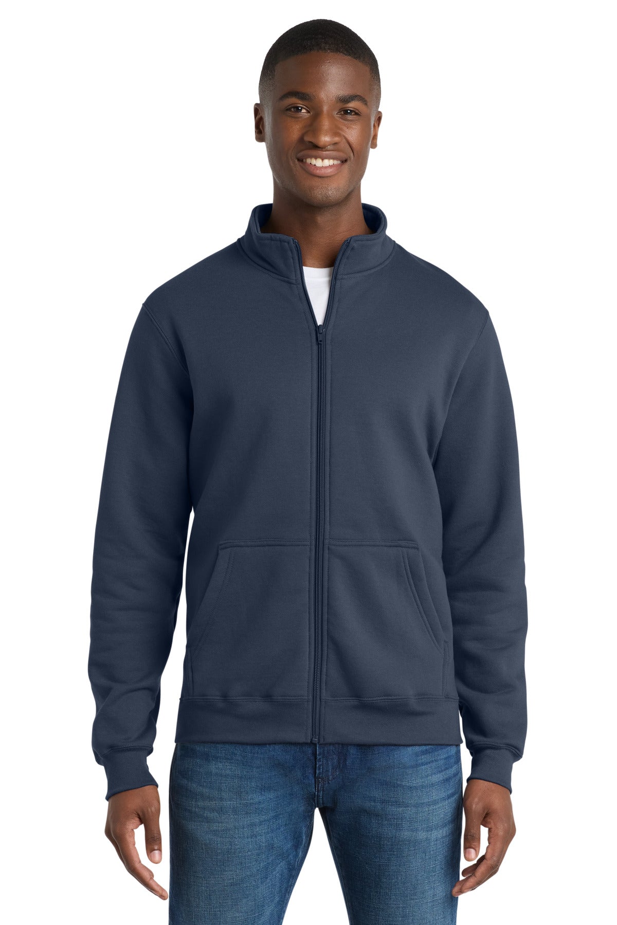 Custom Navy Core Fleece Cadet Full-Zip Sweatshirt PC78FZ, personalized by SanCanDo Swag in Argyle, TX