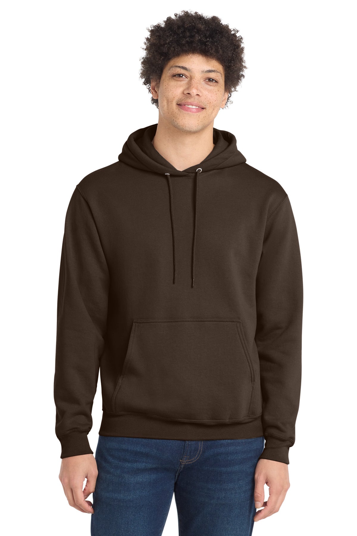 Custom Dark Chocolate Brown Core Fleece Hoodie PC78H, personalized by SanCanDo Swag in Argyle, TX