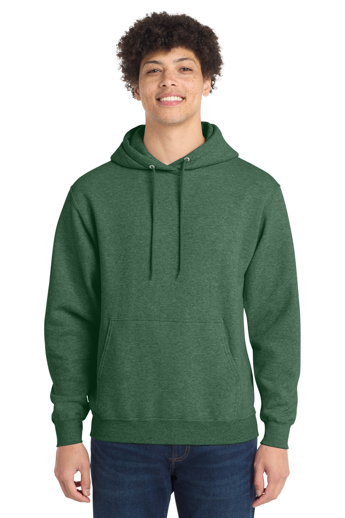 Custom Forest Green Heather Core Fleece Hoodie PC78H, personalized by SanCanDo Swag in Argyle, TX