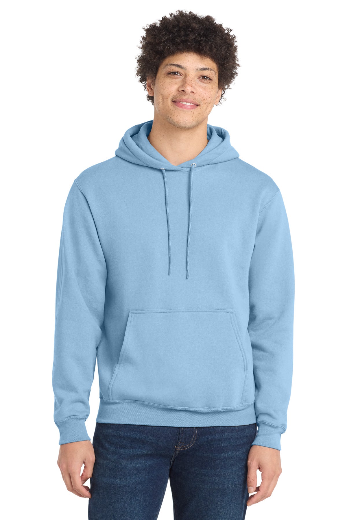 Custom Light Blue Core Fleece Hoodie PC78H, personalized by SanCanDo Swag in Argyle, TX