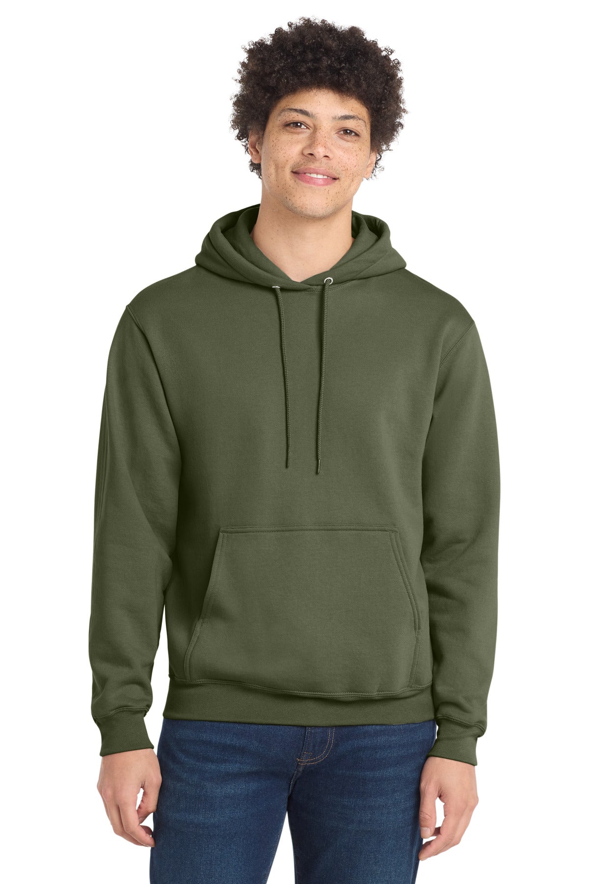 Custom Olive Drab Green Core Fleece Hoodie PC78H, personalized by SanCanDo Swag in Argyle, TX