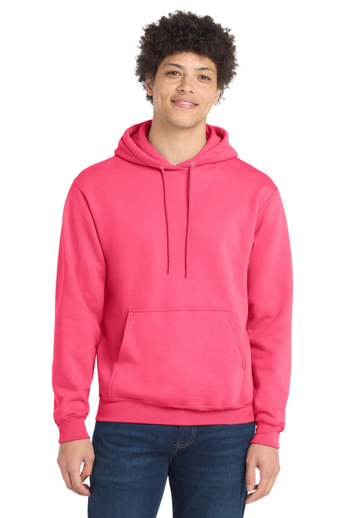 Custom Neon Pink Core Fleece Hoodie PC78H, personalized by SanCanDo Swag in Argyle, TX