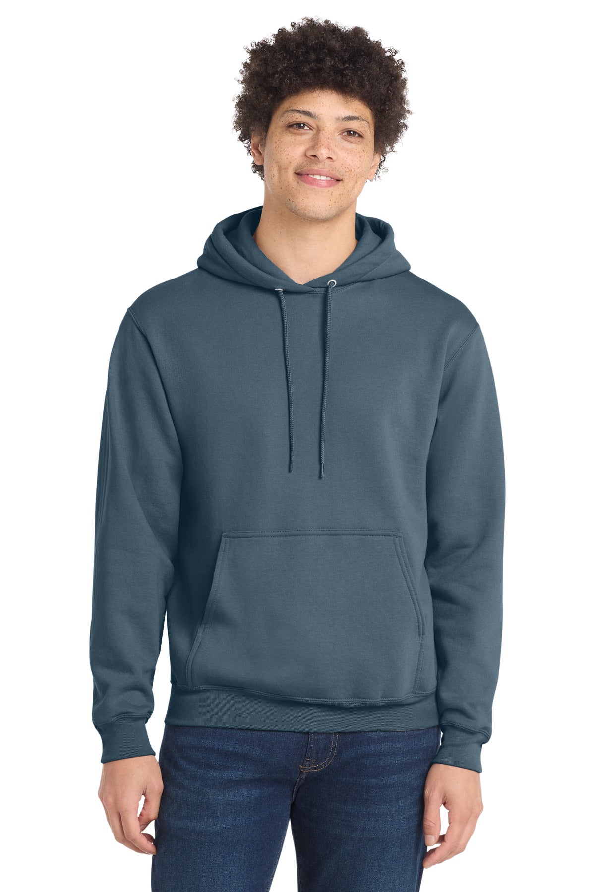Custom Steel Blue Core Fleece Hoodie PC78H, personalized by SanCanDo Swag in Argyle, TX