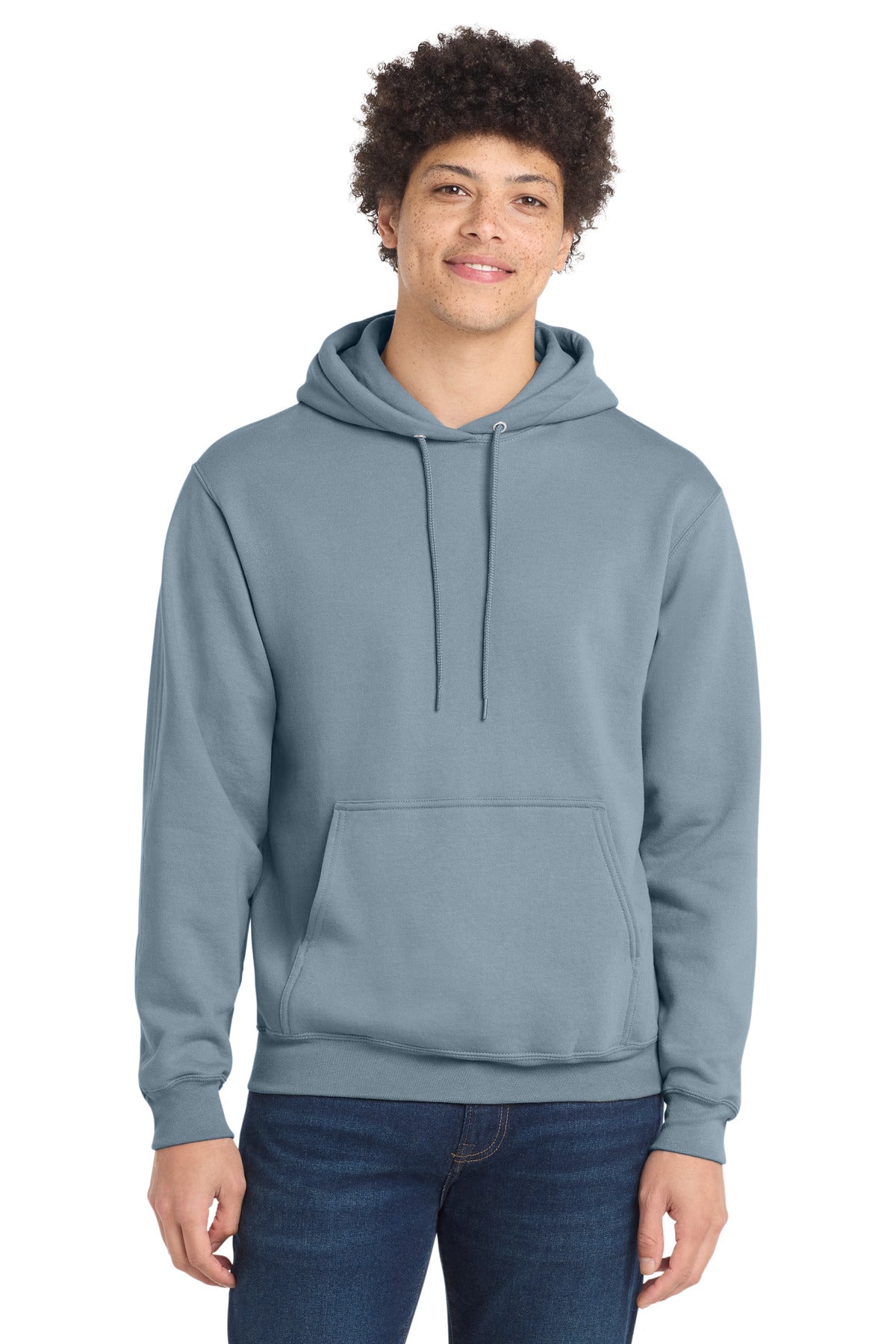 Custom Stonewashed Blue Core Fleece Hoodie PC78H, personalized by SanCanDo Swag in Argyle, TX