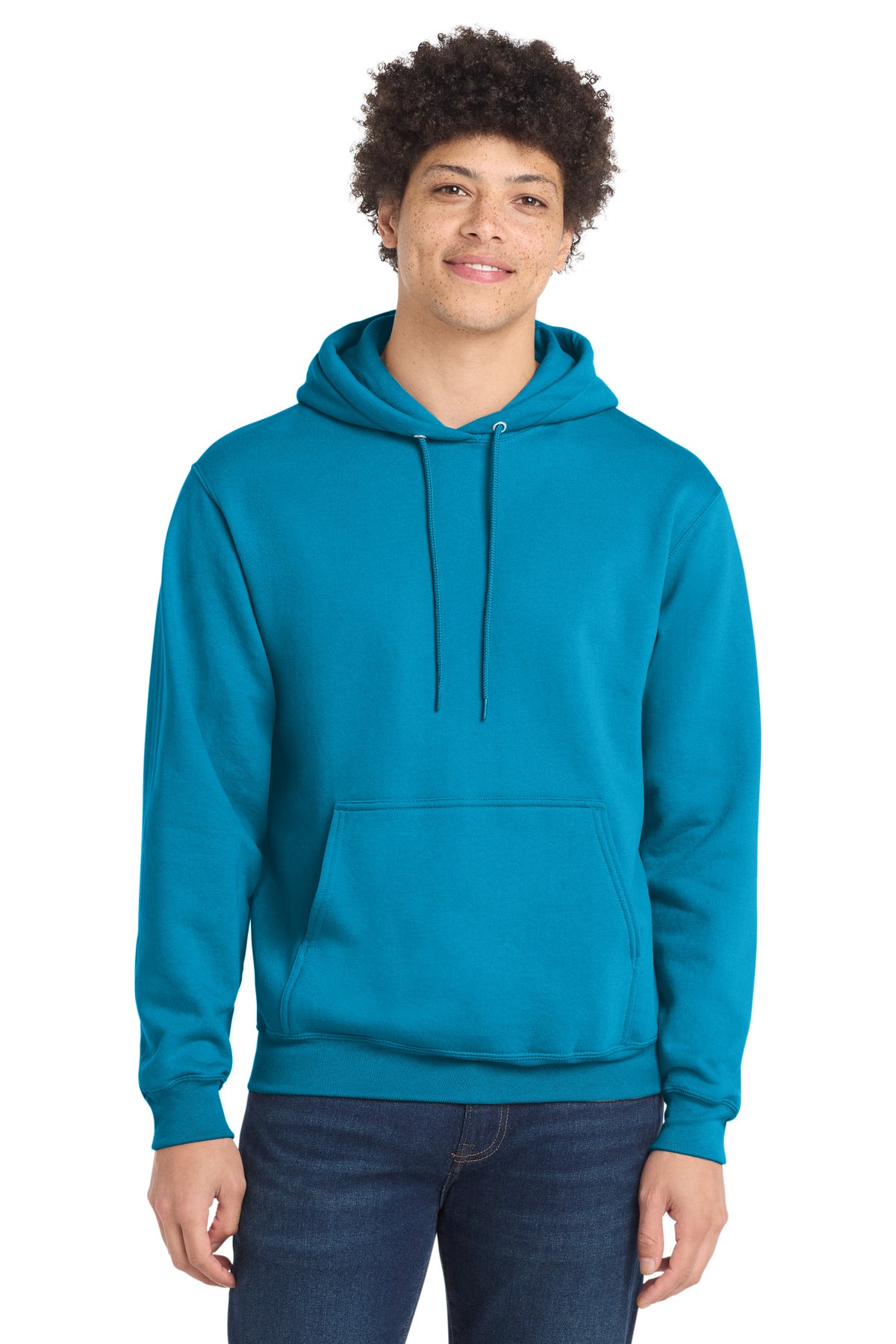 Custom Sapphire Core Fleece Hoodie PC78H, personalized by SanCanDo Swag in Argyle, TX