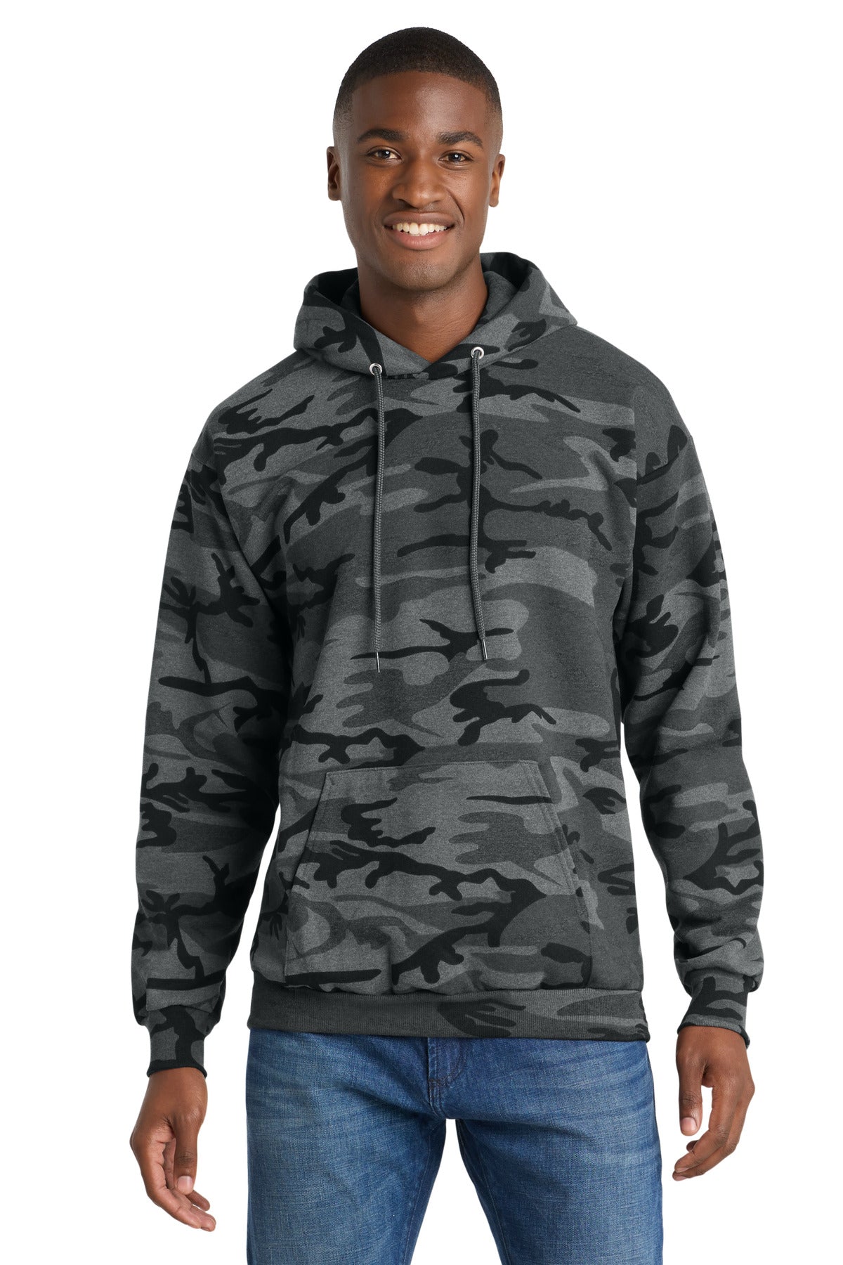 Custom Black Heather Camo Core Fleece Camo Hoodie PC78HC, personalized by SanCanDo Swag in Argyle, TX