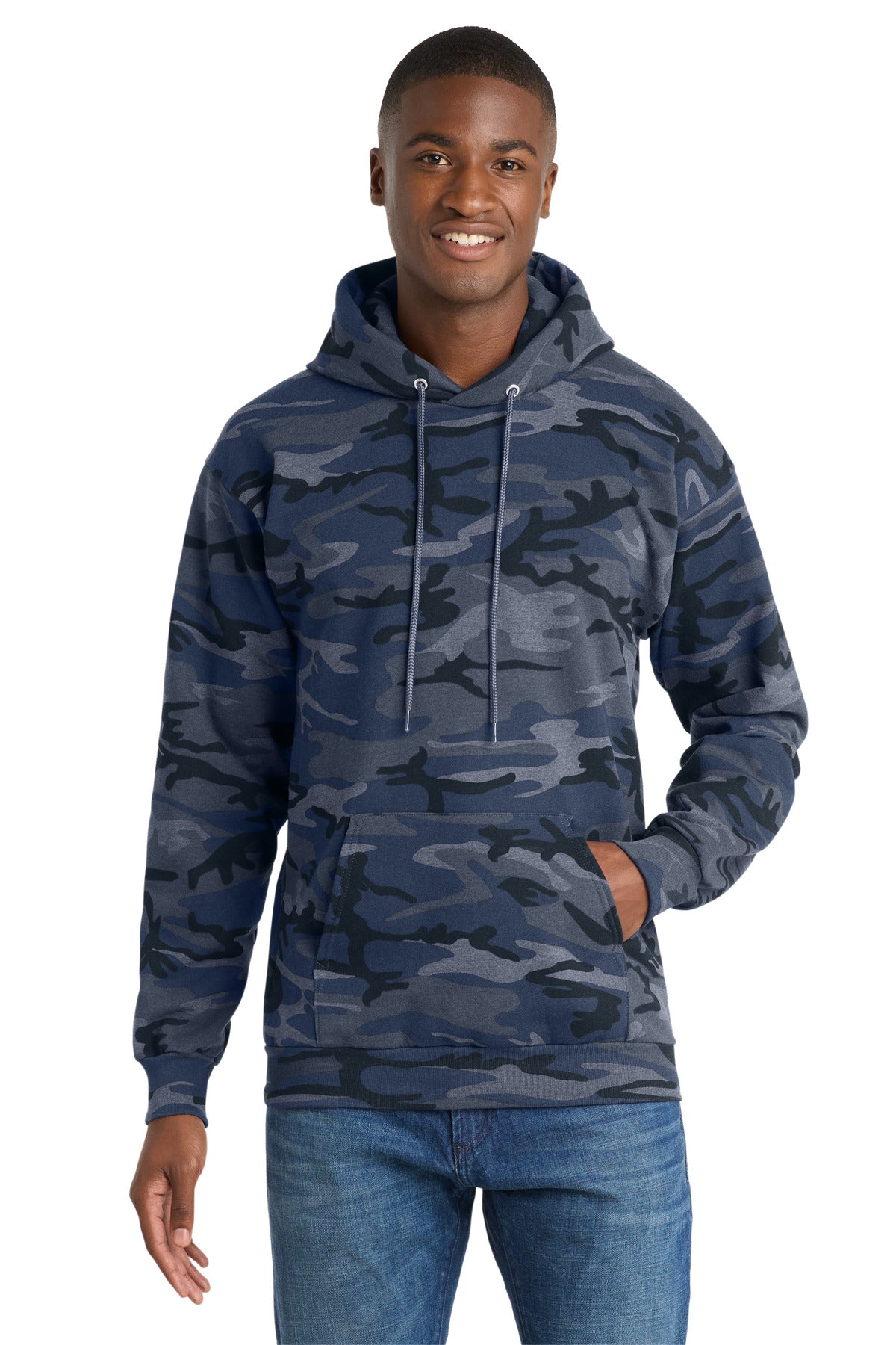 Custom Heather Navy Camo Core Fleece Camo Hoodie PC78HC, personalized by SanCanDo Swag in Argyle, TX