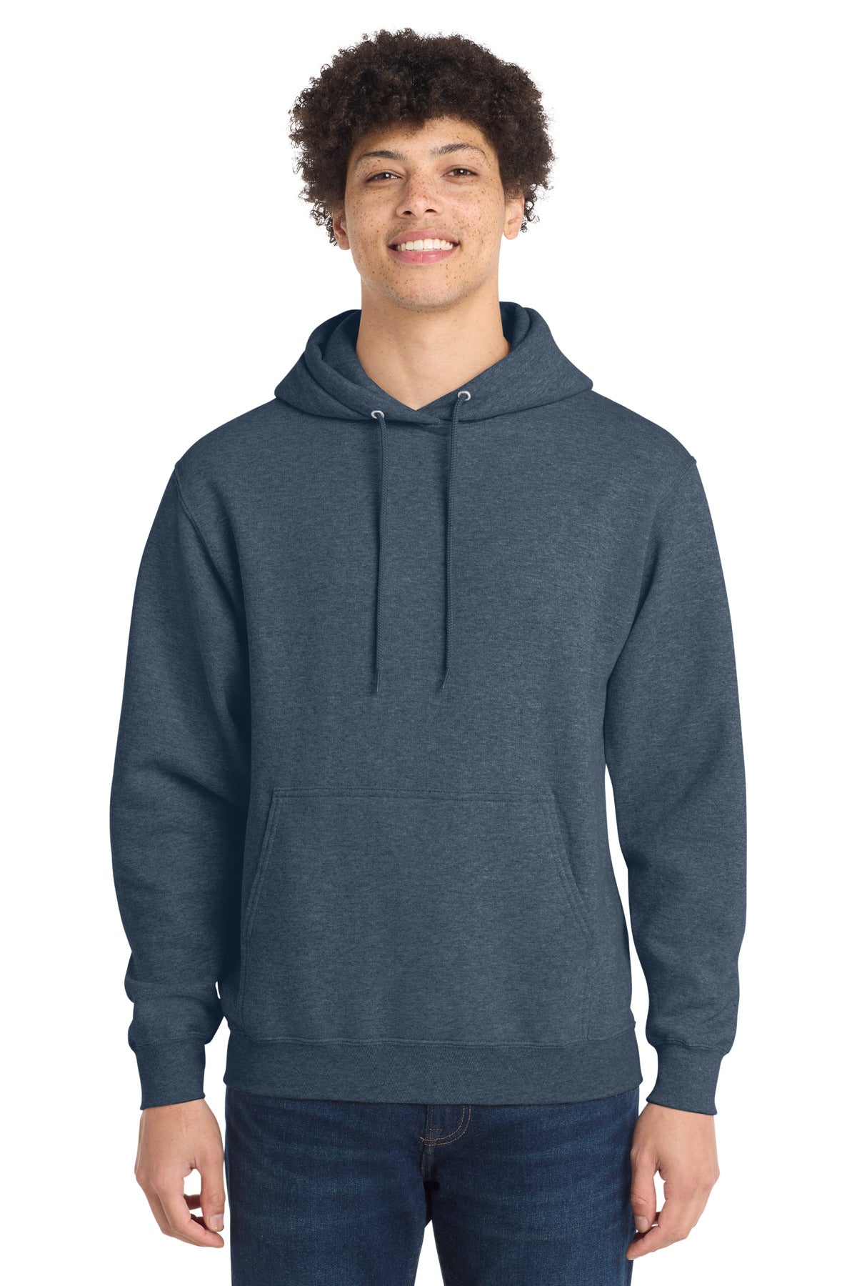 Custom Heather Navy Tall Core Fleece Hoodie PC78HT, personalized by SanCanDo Swag in Argyle, TX