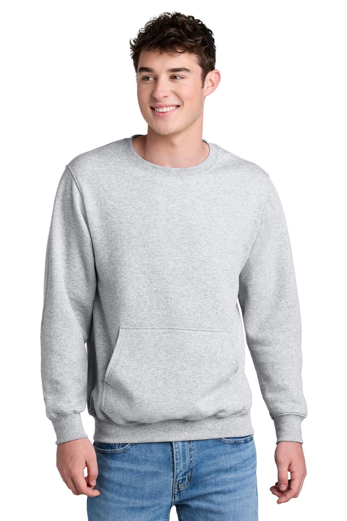 Custom Ash Core Fleece Crewneck Pocket Sweatshirt PC78PKT, personalized by SanCanDo Swag in Argyle, TX