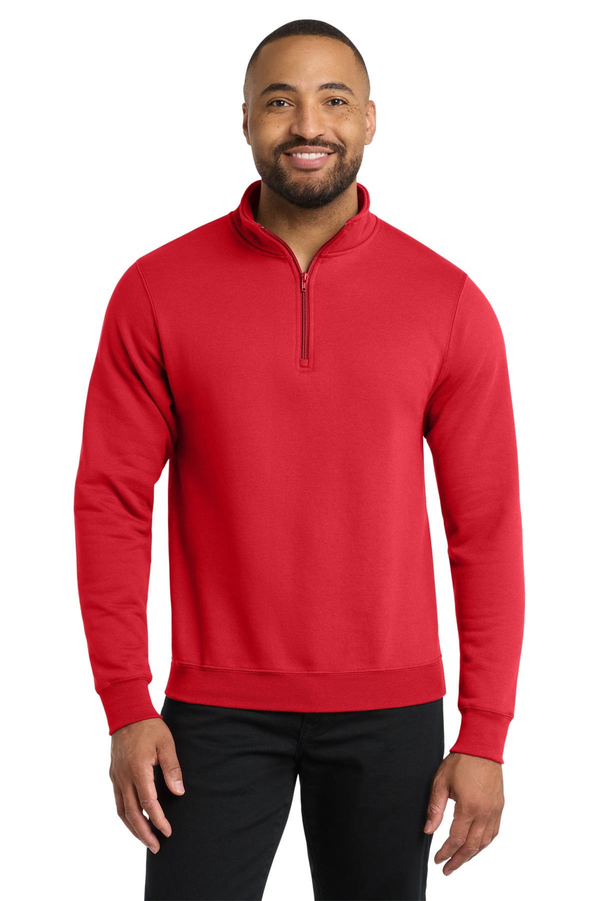 Custom Red Core Fleece 1/4-Zip Pullover Sweatshirt PC78Q, personalized by SanCanDo Swag in Argyle, TX