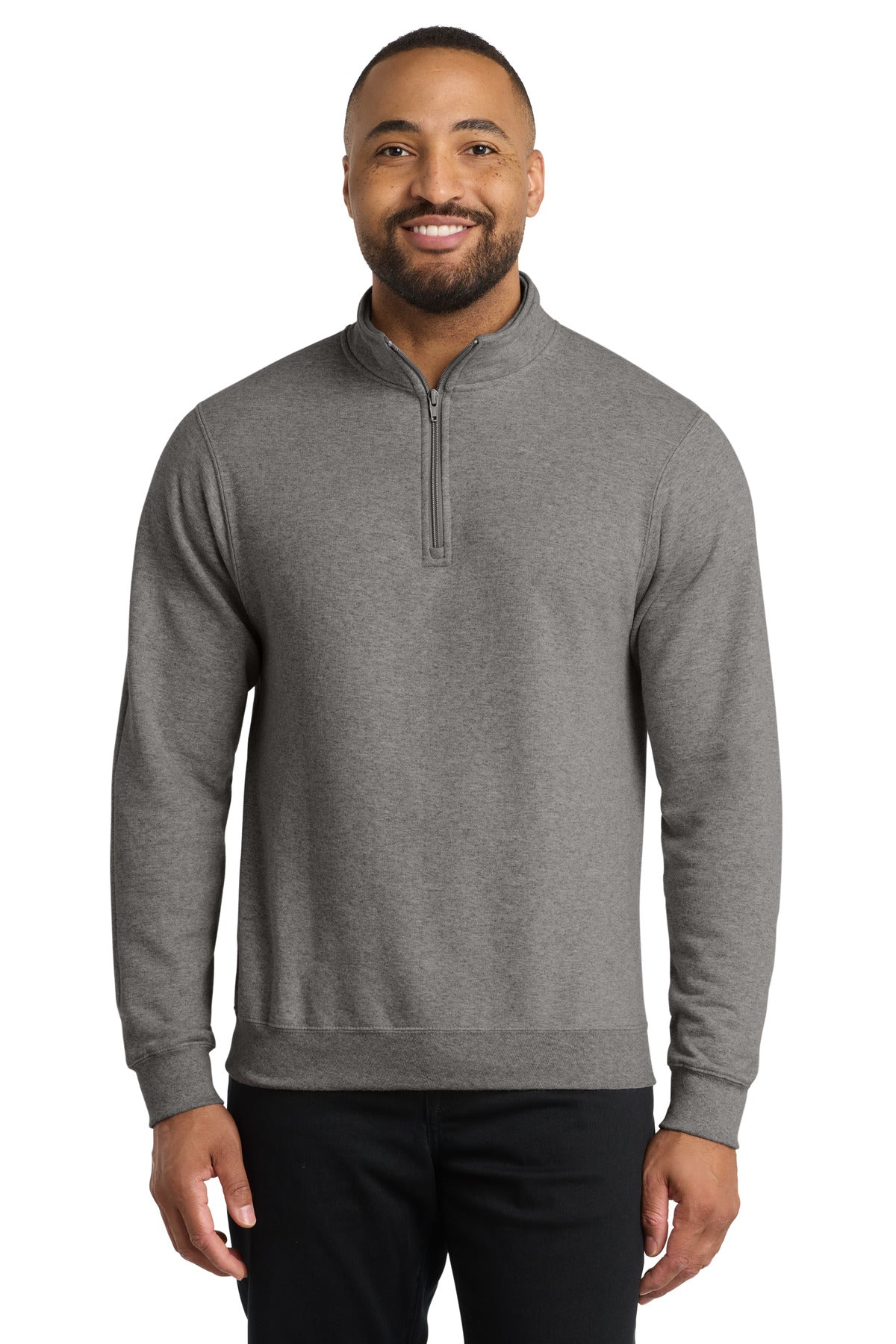 Custom Graphite Heather Core Fleece 1/4-Zip Pullover Sweatshirt PC78Q, personalized by SanCanDo Swag in Argyle, TX