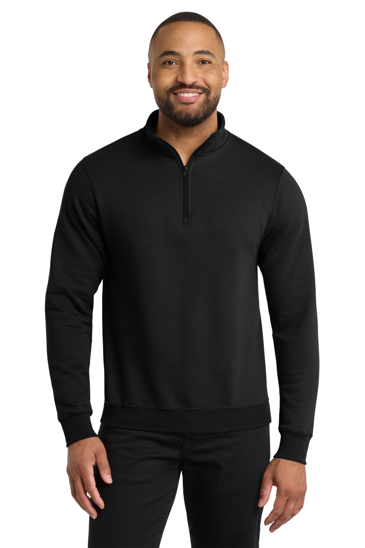 Custom Jet Black Core Fleece 1/4-Zip Pullover Sweatshirt PC78Q, personalized by SanCanDo Swag in Argyle, TX