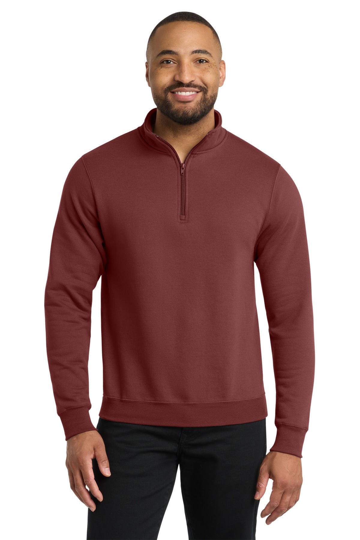 Custom Maroon Core Fleece 1/4-Zip Pullover Sweatshirt PC78Q, personalized by SanCanDo Swag in Argyle, TX