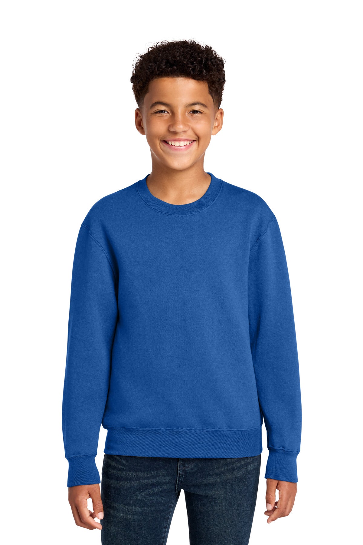Custom Royal Youth Core Fleece Crewneck PC78Y, personalized by SanCanDo Swag in Argyle, TX