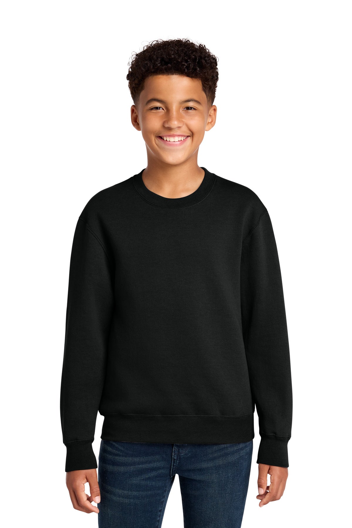Custom Jet Black Youth Core Fleece Crewneck PC78Y, personalized by SanCanDo Swag in Argyle, TX