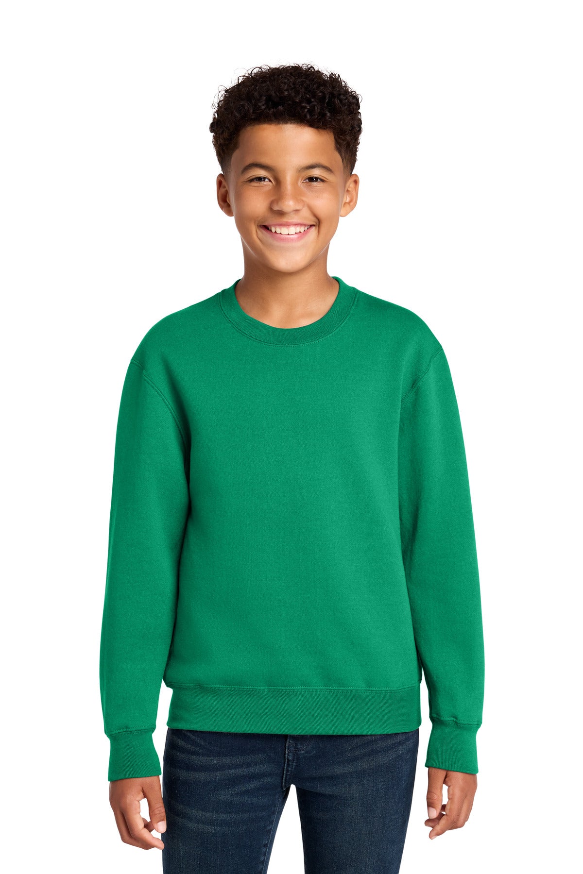 Custom Kelly Youth Core Fleece Crewneck PC78Y, personalized by SanCanDo Swag in Argyle, TX