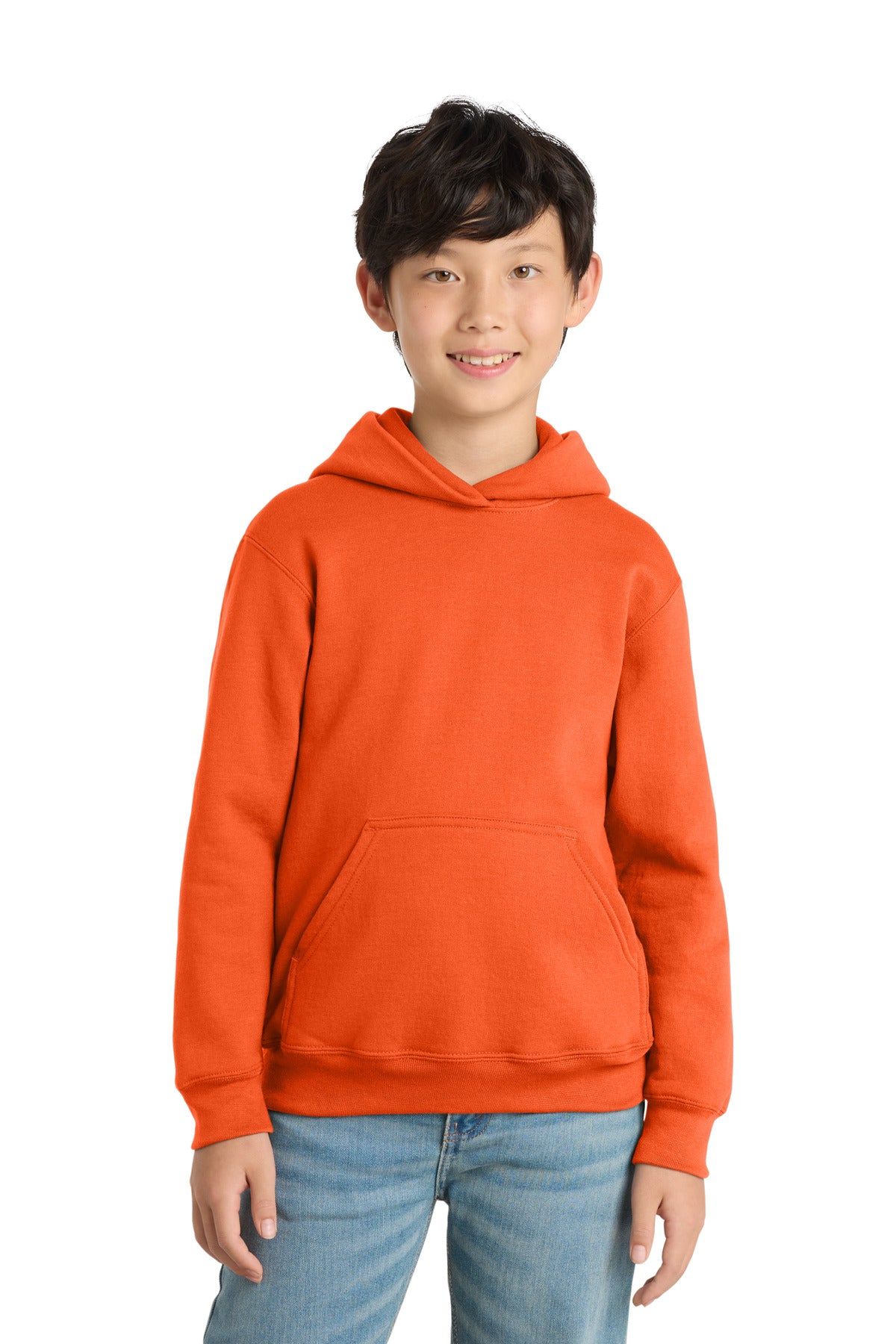 Custom Orange Youth Core Fleece Hoodie PC78YH, personalized by SanCanDo Swag in Argyle, TX