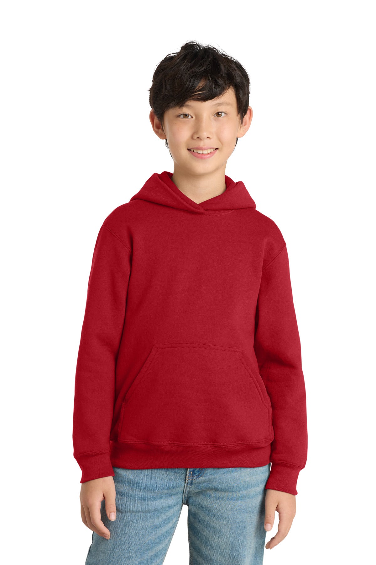Custom Red Youth Core Fleece Hoodie PC78YH, personalized by SanCanDo Swag in Argyle, TX