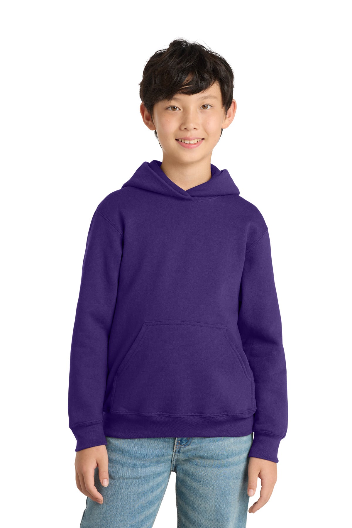 Custom Team Purple Youth Core Fleece Hoodie PC78YH, personalized by SanCanDo Swag in Argyle, TX