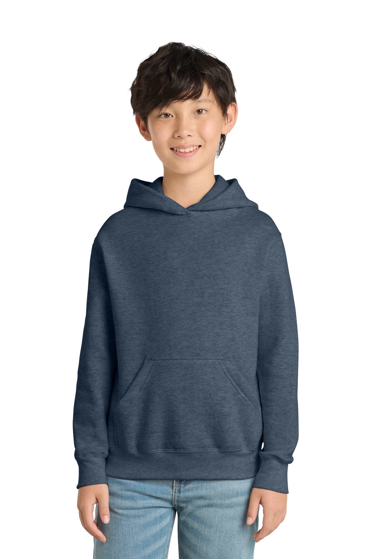 Custom Heather Navy Youth Core Fleece Hoodie PC78YH, personalized by SanCanDo Swag in Argyle, TX