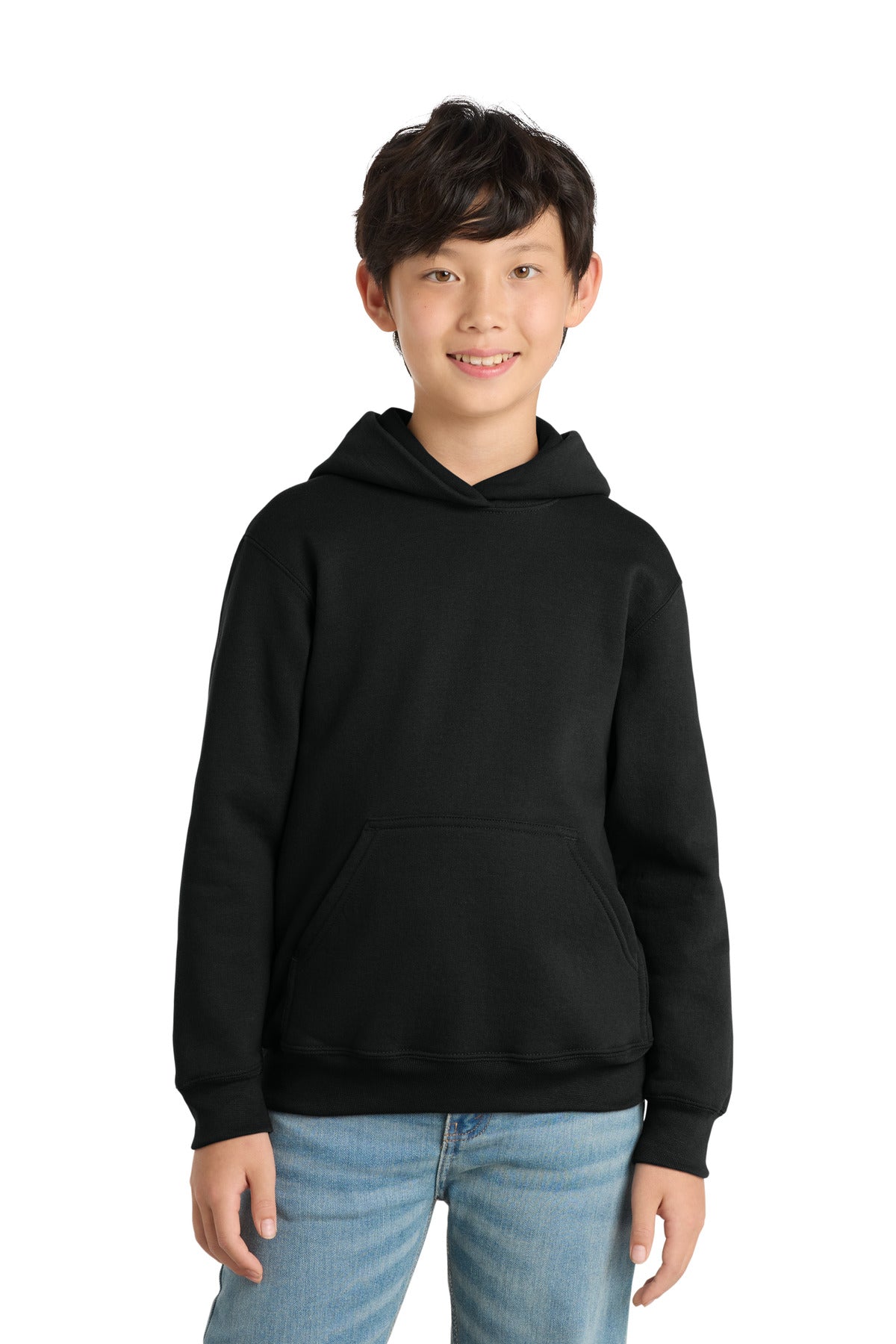 Custom Jet Black Youth Core Fleece Hoodie PC78YH, personalized by SanCanDo Swag in Argyle, TX